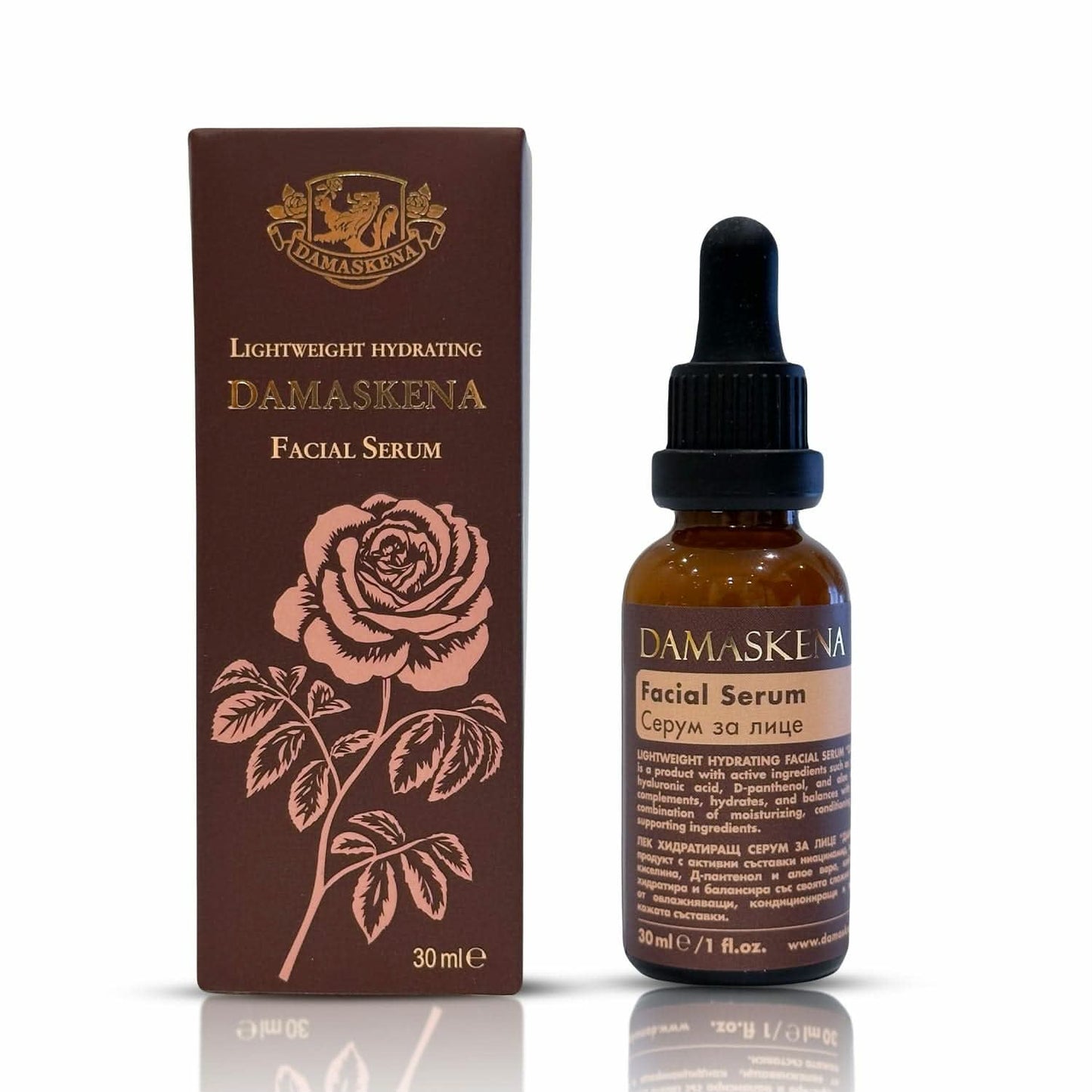 Damasko rožių drėkinantis serumas su hialiurono rūgštimi 30 ml