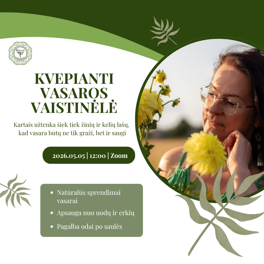 Paskaita internetu „Kvepianti vasaros vaistinėlė – ką verta turėti kiekvienam?“
